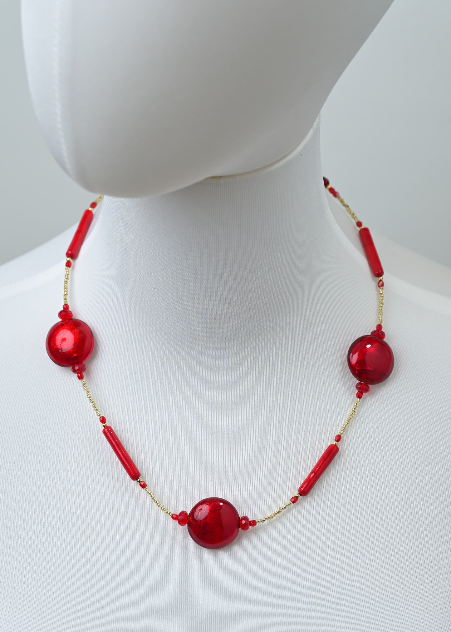 ベネチアンガラスビーズのネックレス 50センチ カニカン