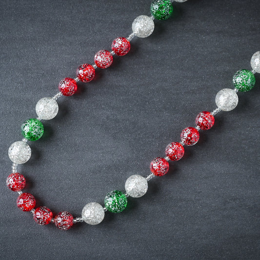 クリスマスカラーのキラキラガラスネックレス　イタリア製