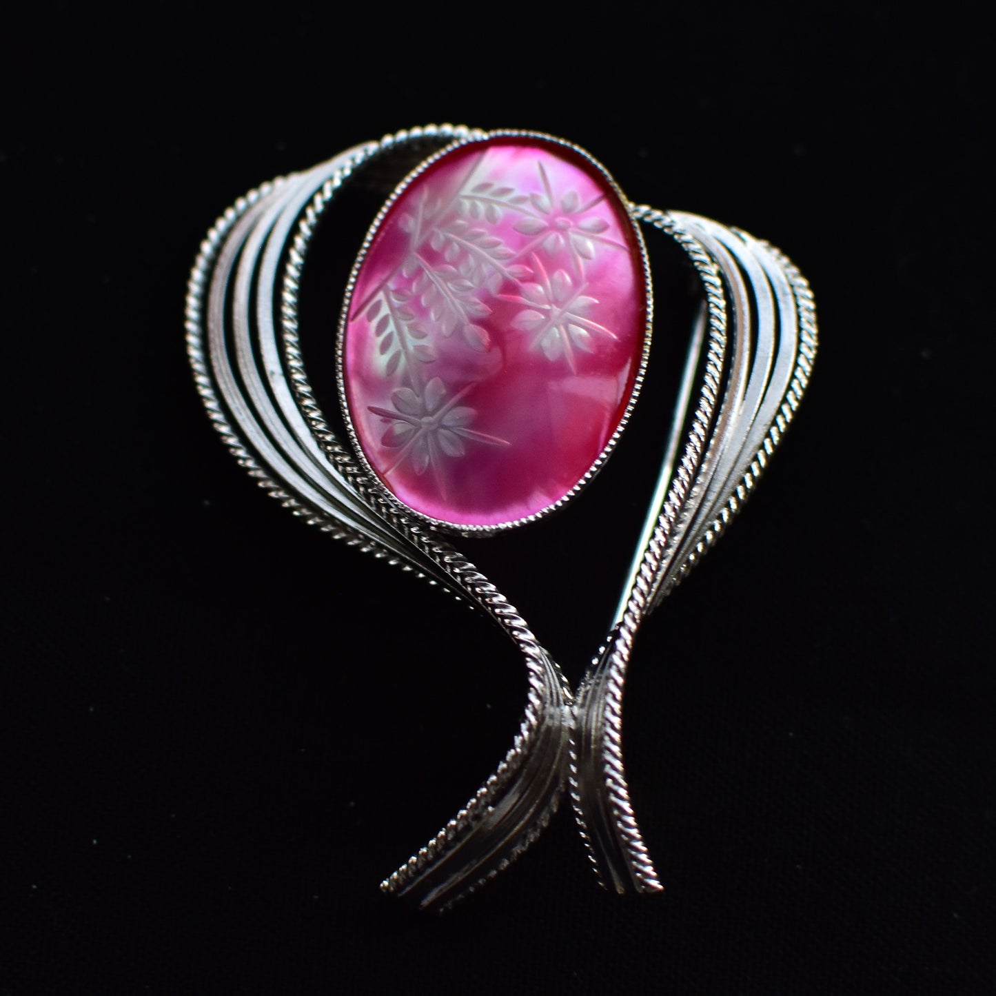 Pink cloisonne brooch